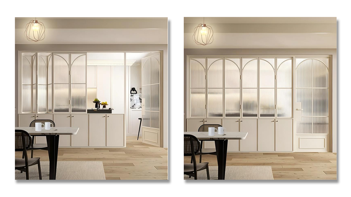 Luxury indoor-outdoor living space with folding glass aluminum door