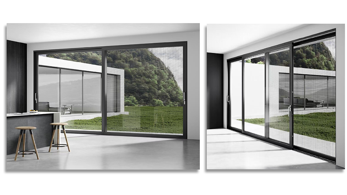 Sleek aluminum frame sliding glass doors for home interior