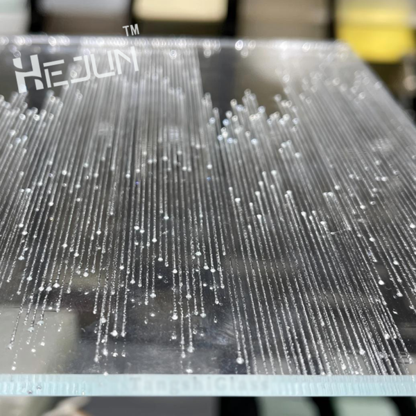 Customized water droplets acid-etched glass