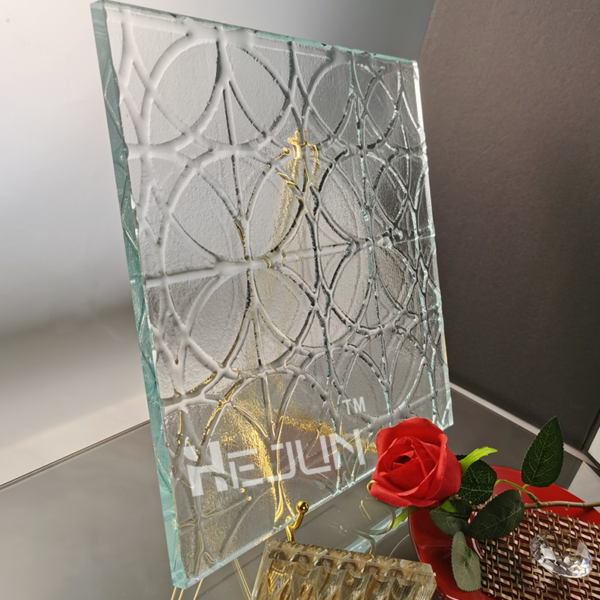 Custom decorative etched laminated glass decoration partition glass - Image 4