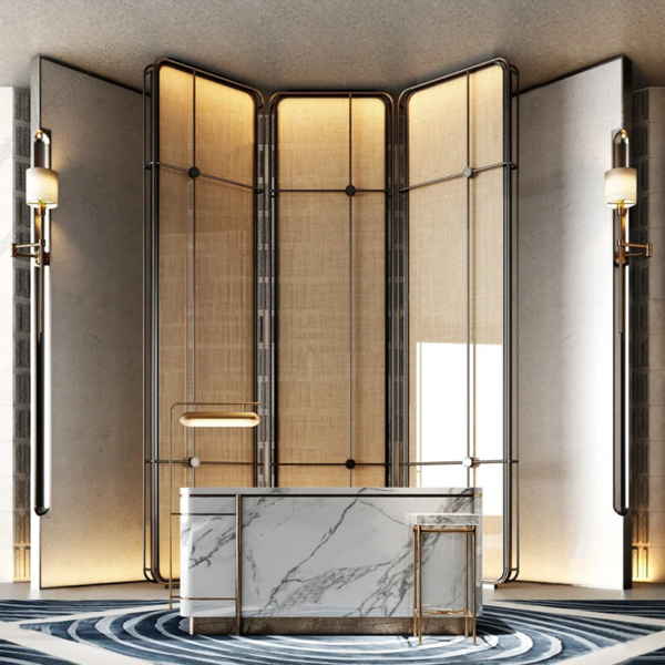 Customized stainless steel wire clamping glass partition screen art screen partition wall for hotel and club.