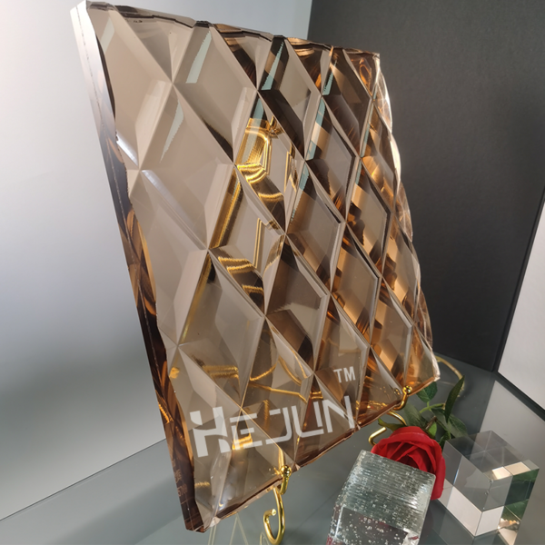Tea hot melt etched laminated glass for curtain wall partition
