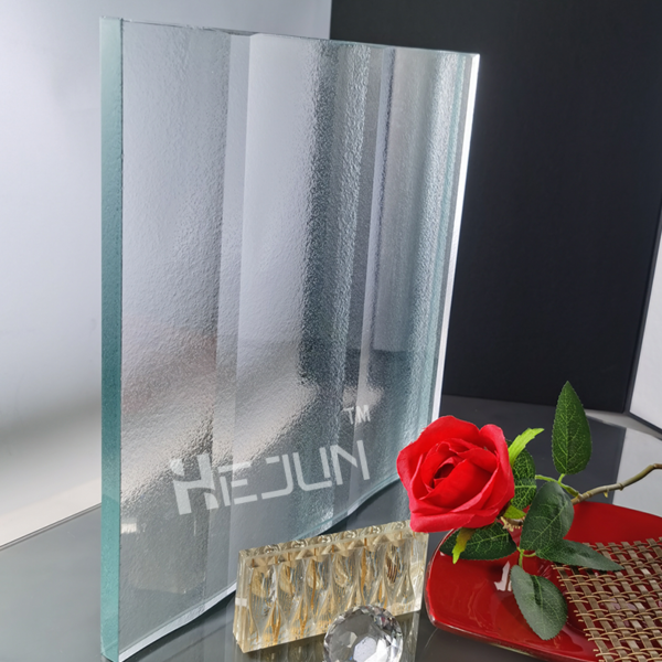 Custom Jade sand glass etching clip PET film laminated art deco glass for curtain walls. - Image 2