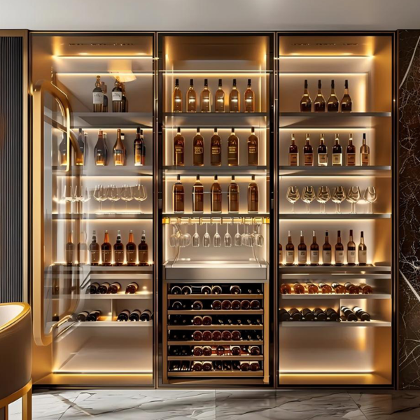 Custom Size Wine Display Cabinet Glass Wine Racks - Image 4