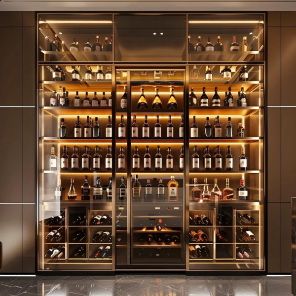 Custom Size Wine Display Cabinet Glass Wine Racks