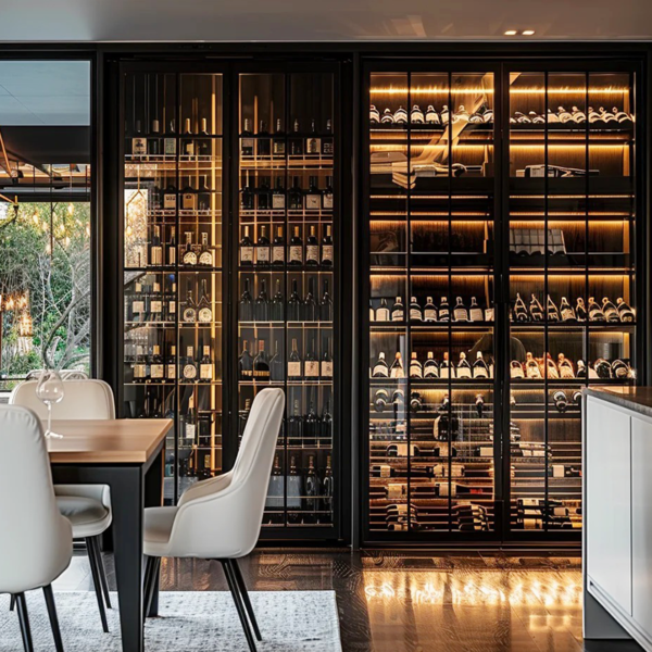 Customized Glass Door Customize Size Hotel Home Wine Bar Cellar Stainless Steel Cooling Wine glass Cabinet - Image 2