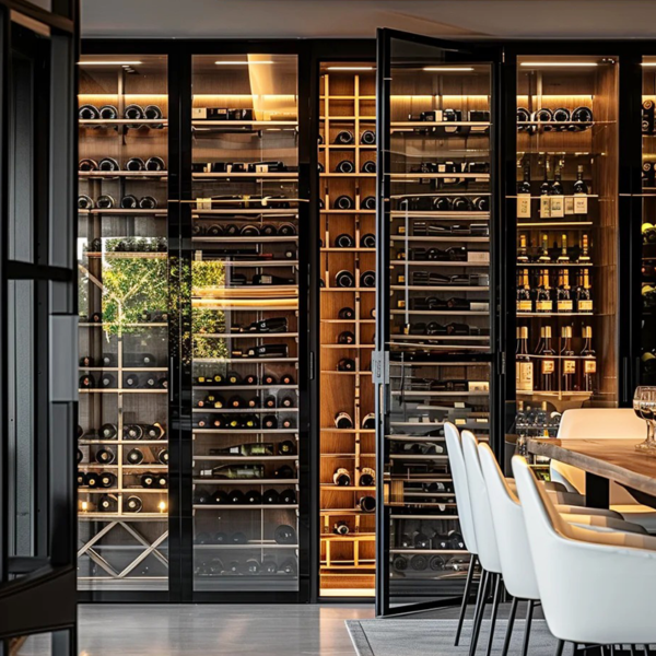 Customized Glass Door Customize Size Hotel Home Wine Bar Cellar Stainless Steel Cooling Wine glass Cabinet - Image 3
