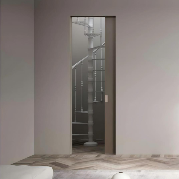 Customized aluminum framed glass pocket door hidden door