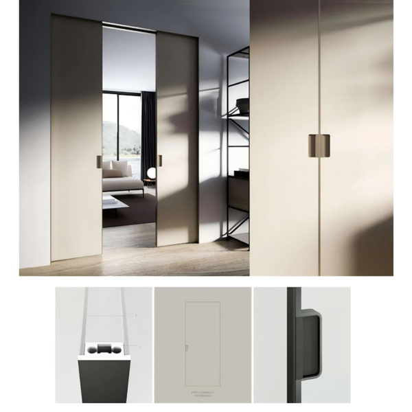 Customized aluminum framed glass pocket door hidden door - Image 2