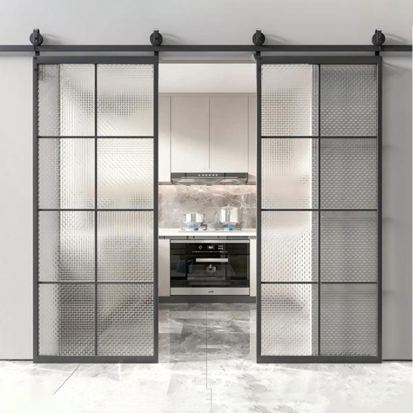 Customized aluminum framed glass barn door