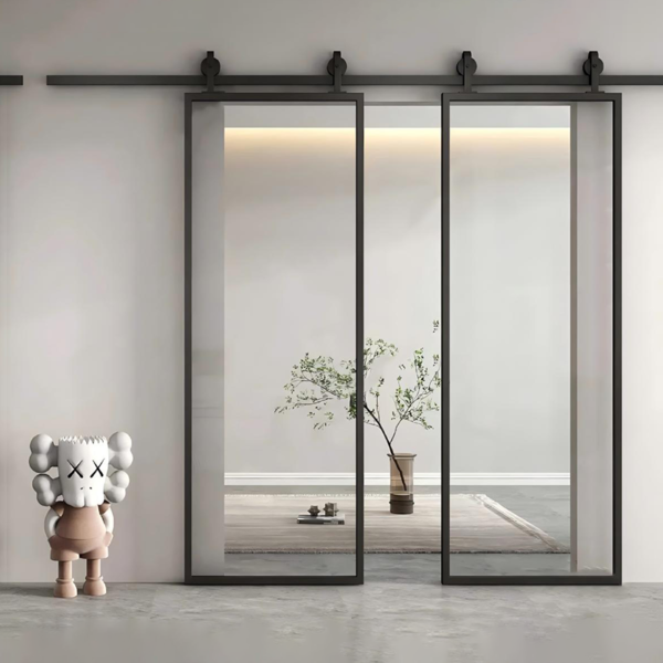 Customized aluminum framed glass barn door