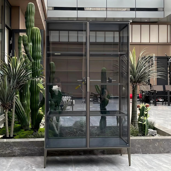 Aluminum Frame Glass Display Cases Wine Jewelry Toys Storage Cabinet Tempered Glass Display Cabinet