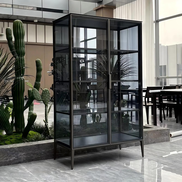 Aluminum Frame Glass Display Cases Wine Jewelry Toys Storage Cabinet Tempered Glass Display Cabinet - Image 2