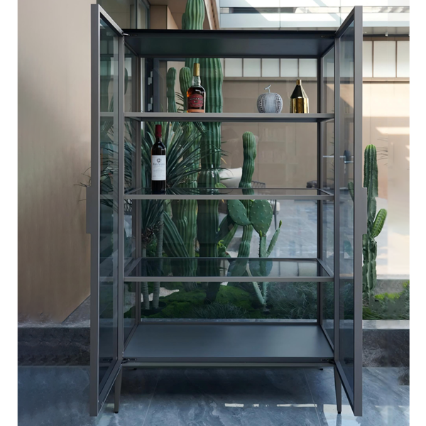 Aluminum Frame Glass Display Cases Wine Jewelry Toys Storage Cabinet Tempered Glass Display Cabinet - Image 3