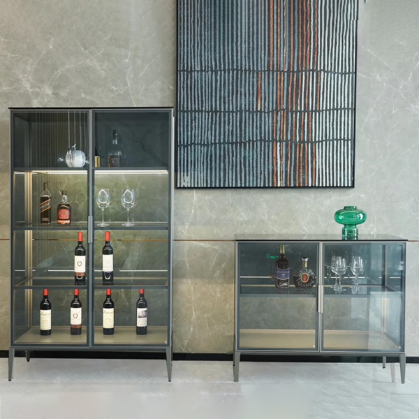 Aluminum Frame Glass Display Cases Wine Jewelry Toys Storage Cabinet Tempered Glass Display Cabinet - Image 4