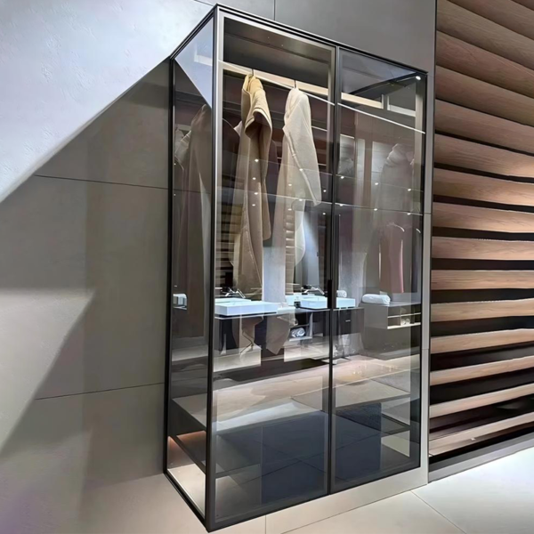 Factory Customized Hight quallty Luxury Aluminum Frame glass display cabinet Storage cabinet