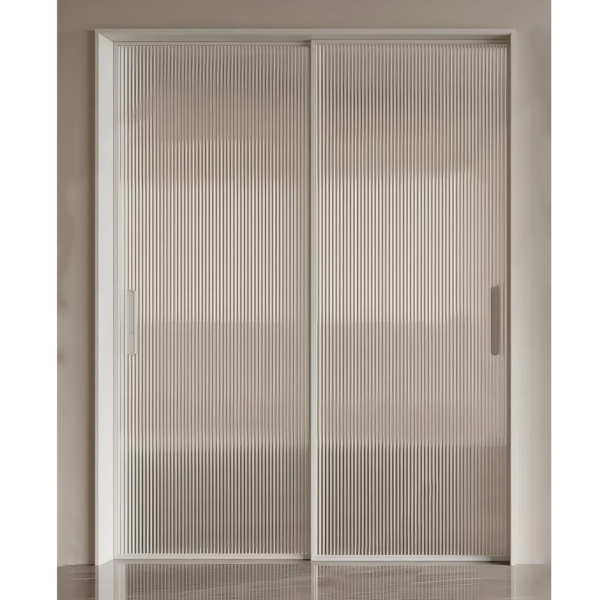 Customized white sliding glass double doors in French - Image 3