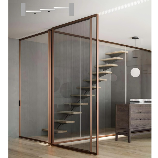 Customized sliding door with track in glass - Image 2