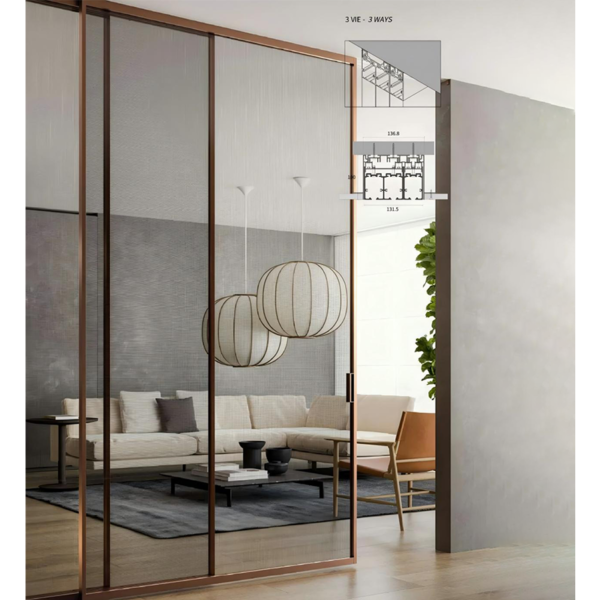 Customized sliding door with track in glass - Image 3