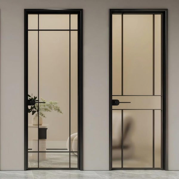 Customized Glass Flush Door Swing Bedroom Doors clear glass French doors