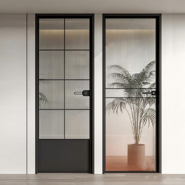 Customized Glass Flush Door Swing Bedroom Doors clear glass French doors - Image 3