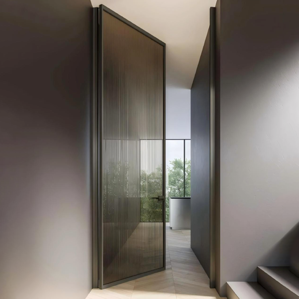 Customized Swing Glass Door Aluminum Slim Frame Glass Door Exterior Interior Modern Glass Pivot Doors