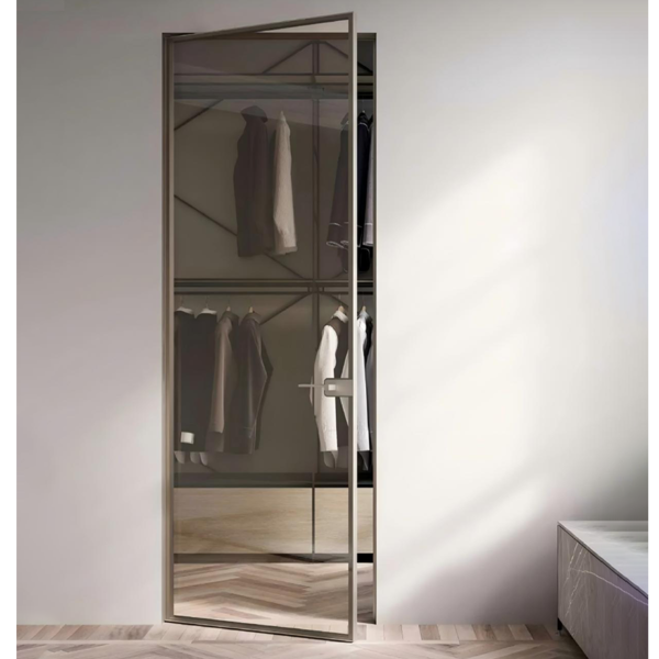 Customized swinging glass shower door Aluminum Slim Frame Glass Door Exterior Interior Modern Glass Pivot Doors - Image 2