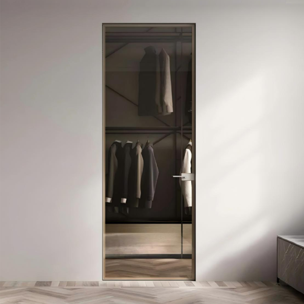 Customized swinging glass shower door Aluminum Slim Frame Glass Door Exterior Interior Modern Glass Pivot Doors - Image 3