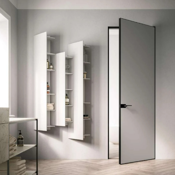 Customized swinging glass shower door Aluminum Slim Frame Glass Door Exterior Interior Modern Glass Pivot Doors - Image 5