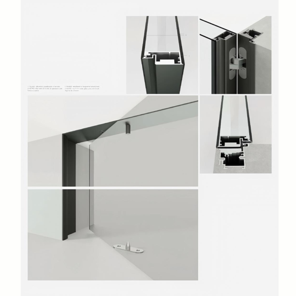 Customized swinging pantry door with glass Aluminum Slim Frame Glass Door Exterior Interior Modern Glass Pivot Doors - Image 4