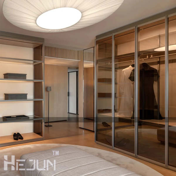 Customized Aluminum frame Aluminum wardrobe and kitchen cabinet with high quality aluminum alloy, Air hinges