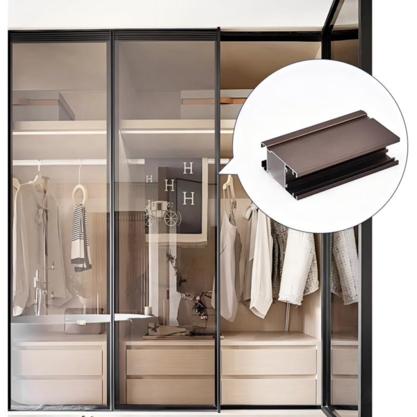 Custom sectional glass and aluminium frame wardrobe with sliding doors - Image 2