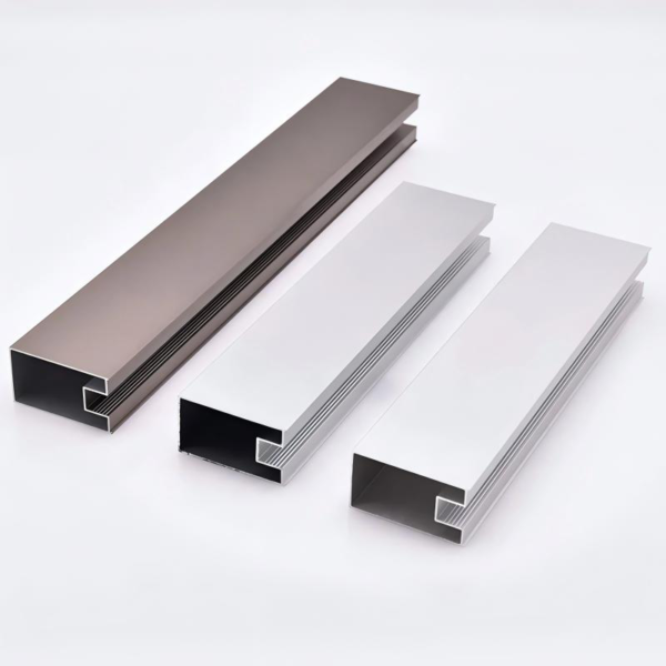 Custom sectional glass and aluminium frame wardrobe with sliding doors - Image 4