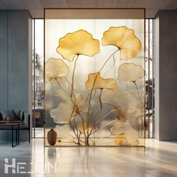 Bespoke art glass partition Stainless Steel Room Divider Glass glass wall Screen