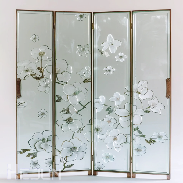 Custom foldable relief art screen partition craft glass divider - Image 3