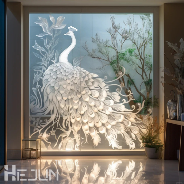 Customized digital printing art glass partition wall screen - Image 2