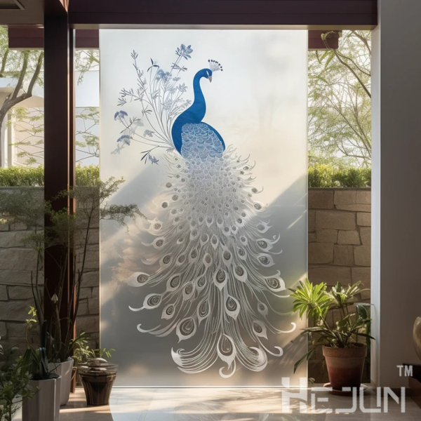 Customized digital printing art glass partition wall screen - Image 3