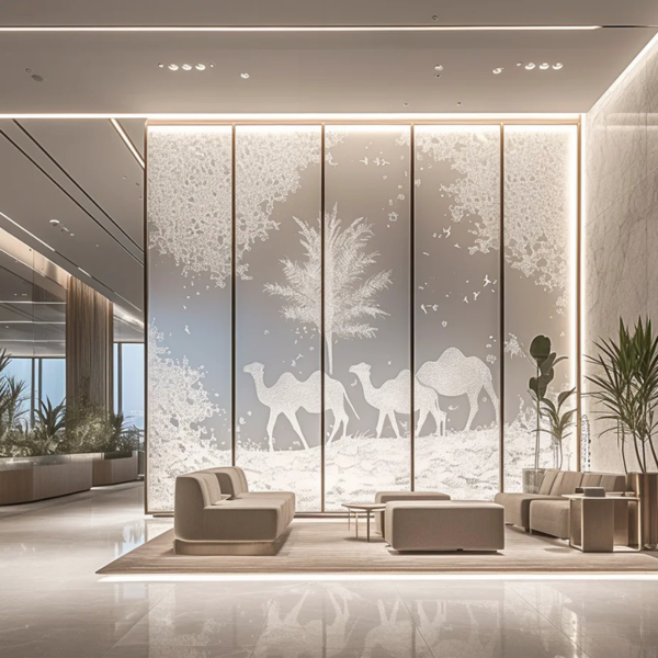 Custom printed laminated glass partition sliding door - Image 2