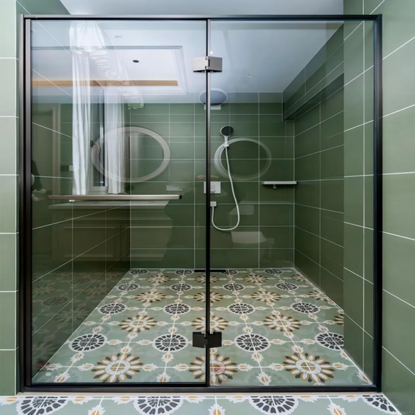 Customized glass enclosure shower art glass  shower door 2