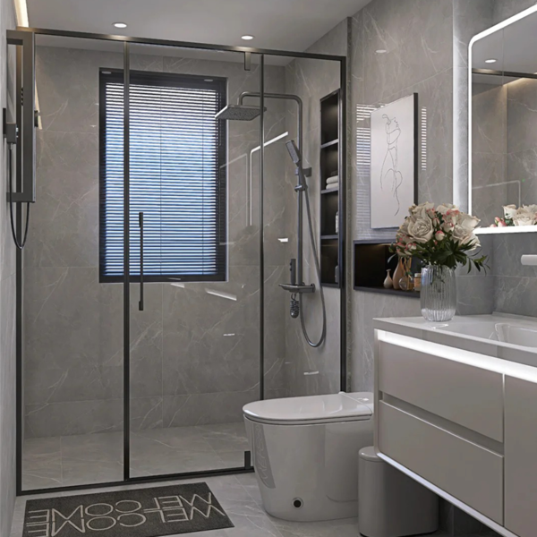 Customized glass enclosure shower art glass  shower door 2 - Image 4