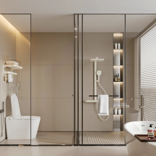 Customized glass enclosure shower art glass  shower door 3 - Image 2