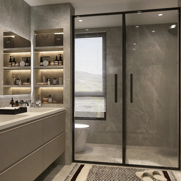 Customized glass enclosure shower art glass  shower door 8 - Image 3