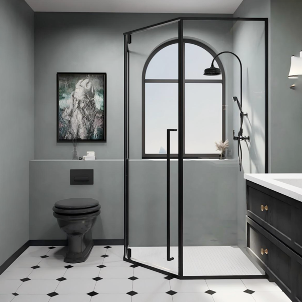Customized glass enclosure shower art glass  shower door 9 - Image 3