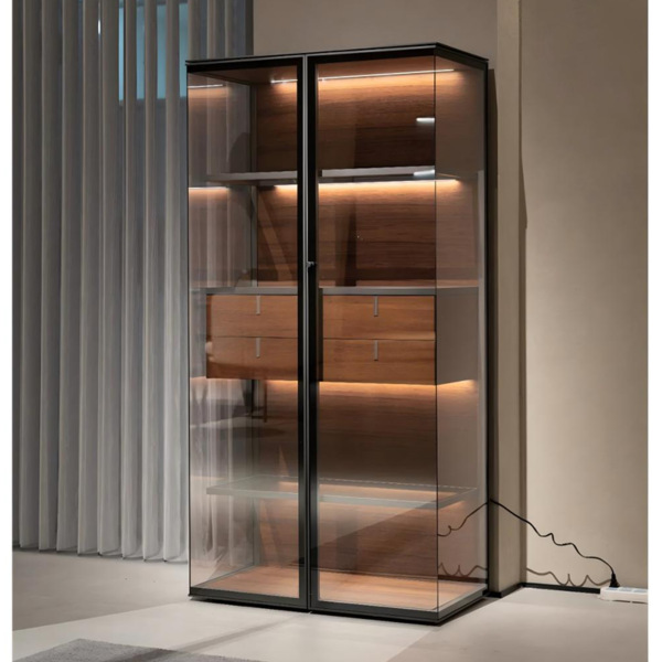 Stainless steel Frame Glass Display Cases Wine Jewelry Toys Storage Cabinet Tempered Glass Display Cabinet