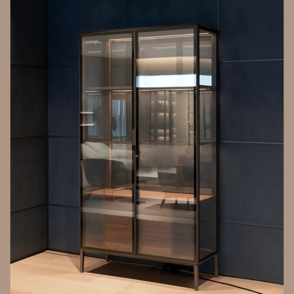 Stainless steel Frame Glass Display Cases Wine Jewelry Toys Storage Cabinet Tempered Glass Display Cabinet