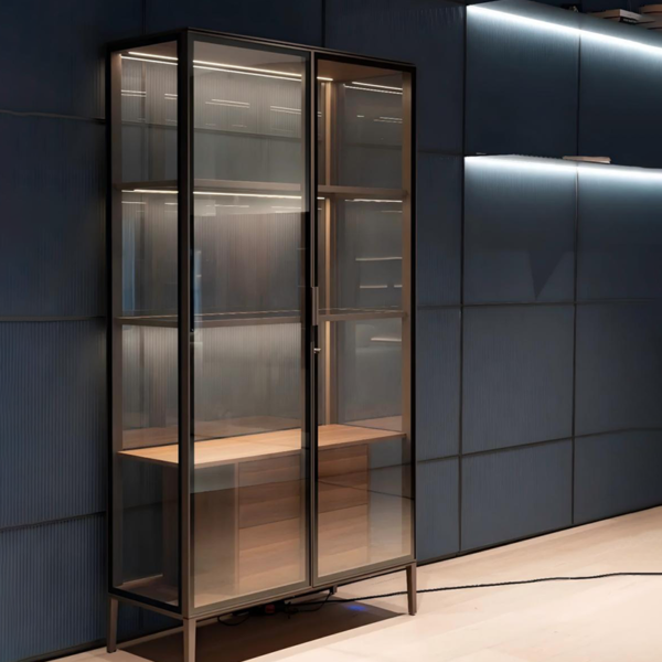 Stainless steel Frame Glass Display Cases Wine Jewelry Toys Storage Cabinet Tempered Glass Display Cabinet - Image 2