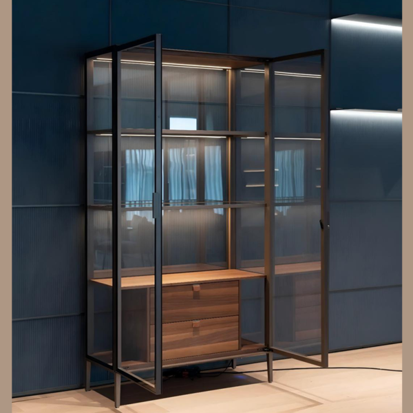 Stainless steel Frame Glass Display Cases Wine Jewelry Toys Storage Cabinet Tempered Glass Display Cabinet - Image 3