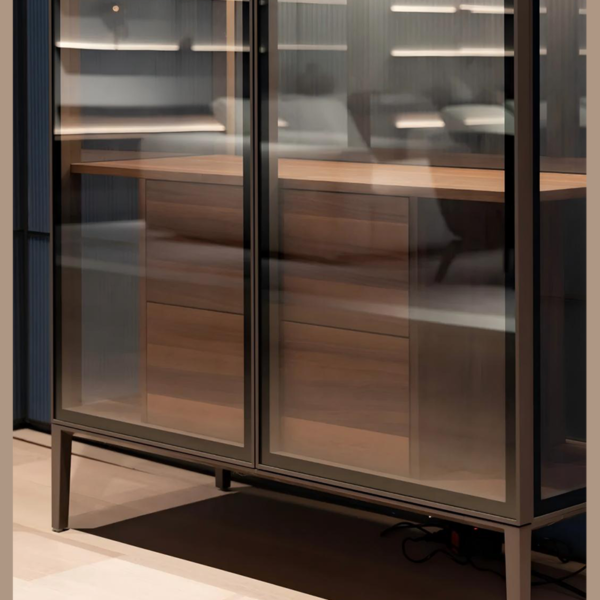 Stainless steel Frame Glass Display Cases Wine Jewelry Toys Storage Cabinet Tempered Glass Display Cabinet - Image 4