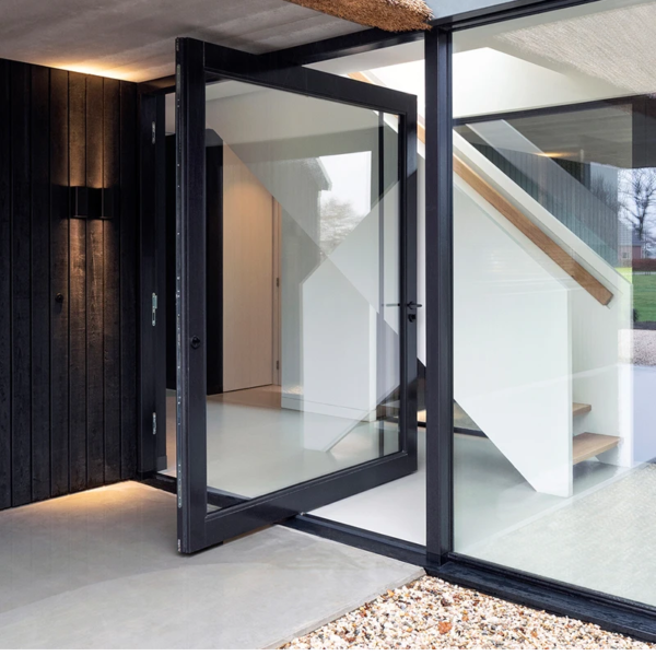 Customized Steel  Pivoting Doors Villas Front Entry Glass Pivot Door Steel Swing Exterior Push-Pull Open Hotels Homes - Image 3