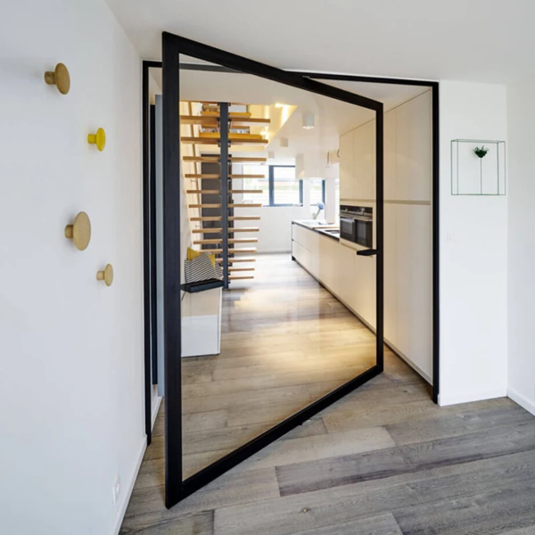 Customized Steel  Pivoting Doors Villas Front Entry Glass Pivot Door Steel Swing Exterior Push-Pull Open Hotels Homes - Image 6